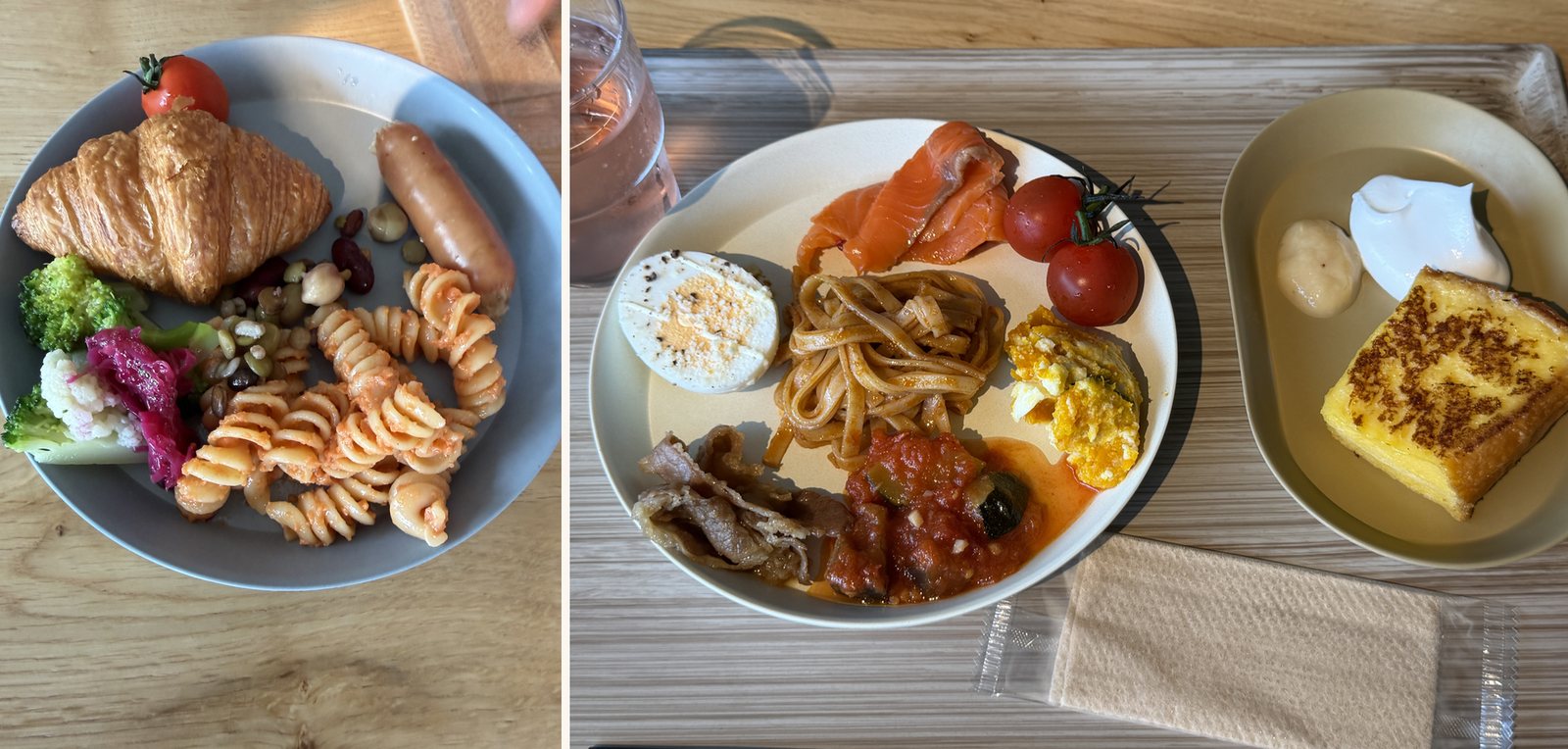 朝食ビュッフェで取り分けた料理