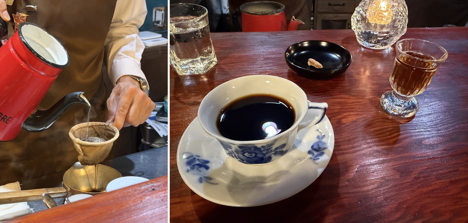 ネルドリップで抽出するところと、オールドコーヒー