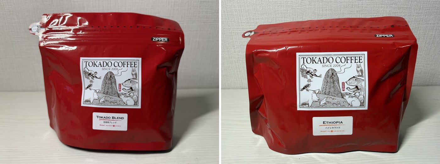 豆香洞コーヒーで購入した豆香洞ブレンドとエチオピア ハイレセラシエ